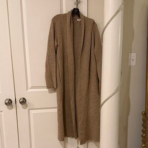 Splendid Cellajane Long Open-Front Tan/Taupe Knit Coatigan